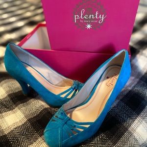 Suede turquoise heels